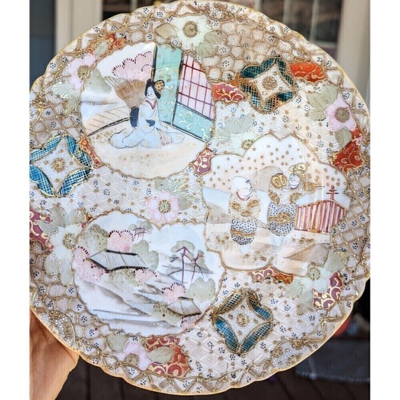 6 Vintage Hand Painted Gold Trim  Japanese Plate - Picture 2 of 16